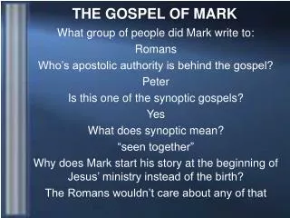 THE GOSPEL OF MARK