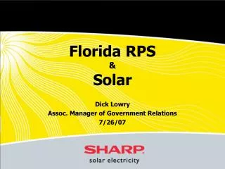 Florida RPS &amp; Solar