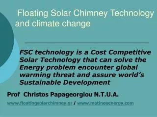 Floating Solar Chimney Technology and climate change