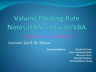 Valuing Floating Rate Notes (FRN) in Excel/VBA