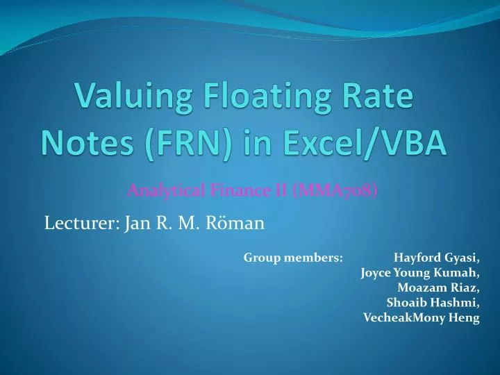valuing floating rate notes frn in excel vba