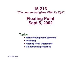 Floating Point Sept 5, 2002