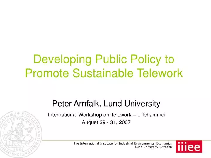 developing public policy to promote sustainable telework