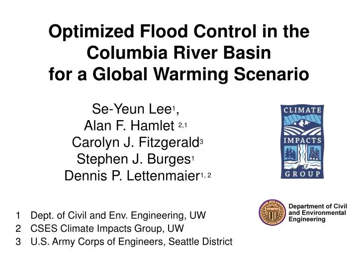 optimized flood control in the columbia river basin for a global warming scenario