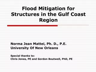 Flood Mitigation for Structures in the Gulf Coast Region