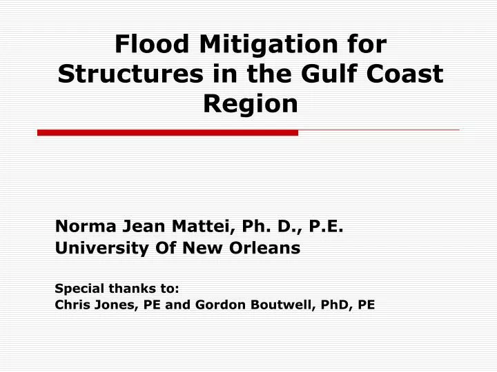flood mitigation for structures in the gulf coast region