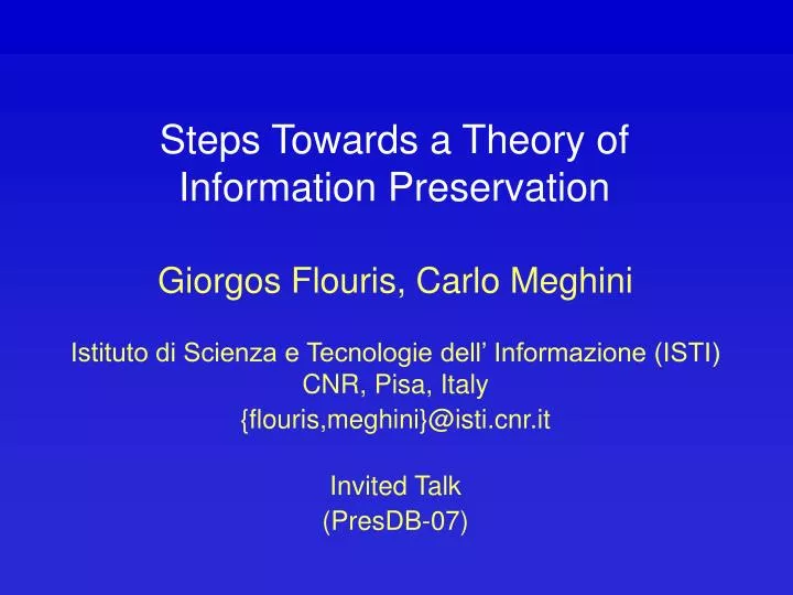 steps towards a theory of information preservation