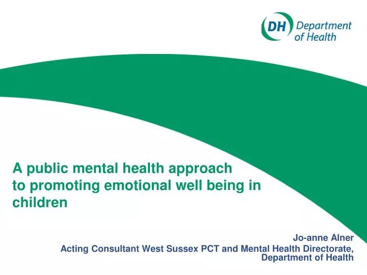 a public mental health approach to promoting emotional well being in children
