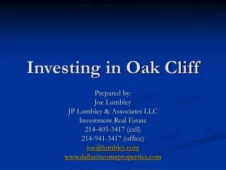 Investing in Oak Cliff