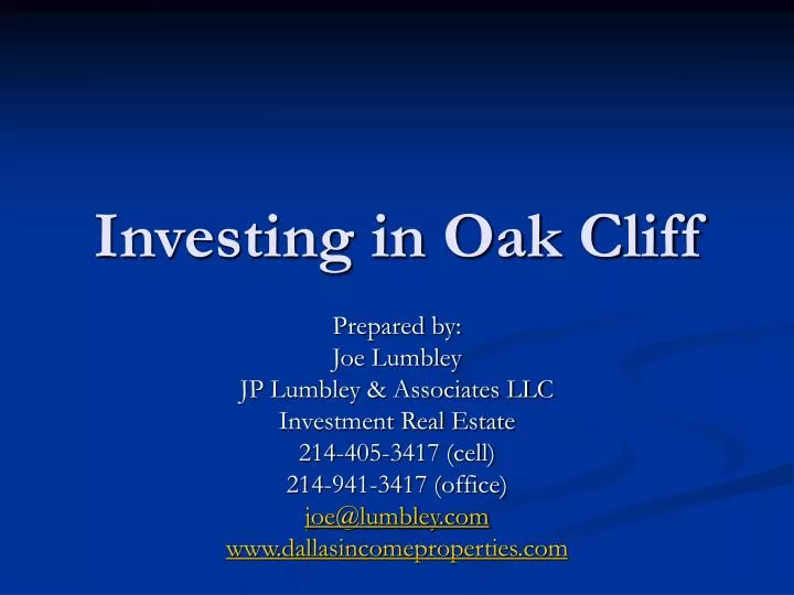 investing in oak cliff