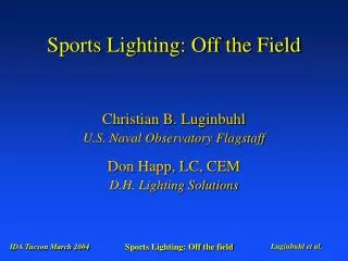 Sports Lighting: Off the Field