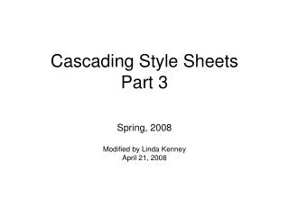 Cascading Style Sheets Part 3