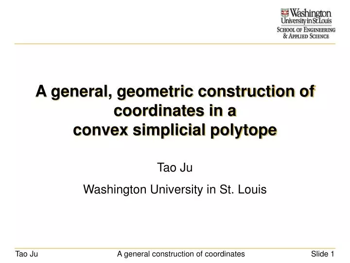 a general geometric construction of coordinates in a convex simplicial polytope