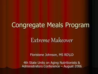 Congregate Meals Program