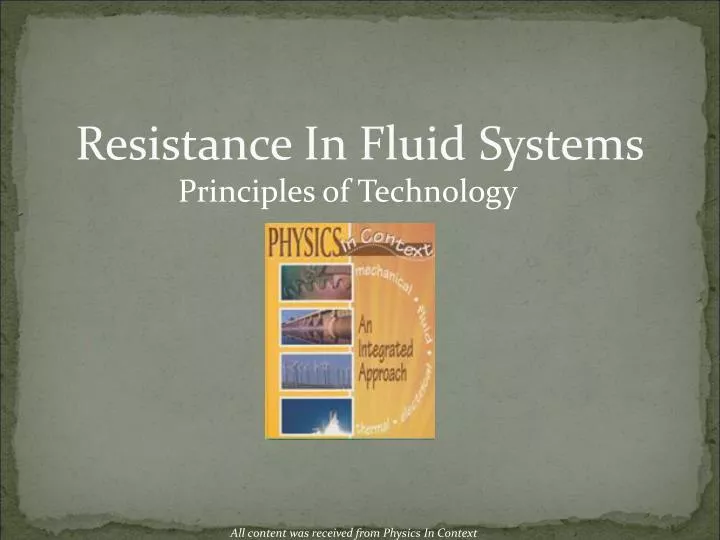 resistance in fluid systems