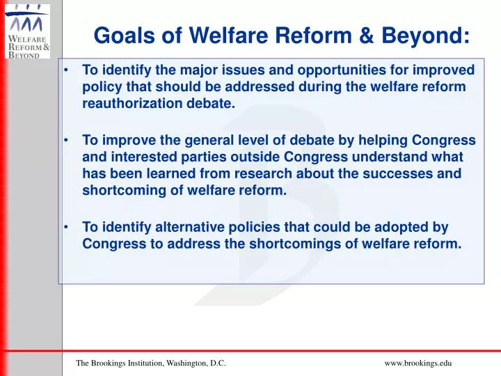 goals of welfare reform beyond