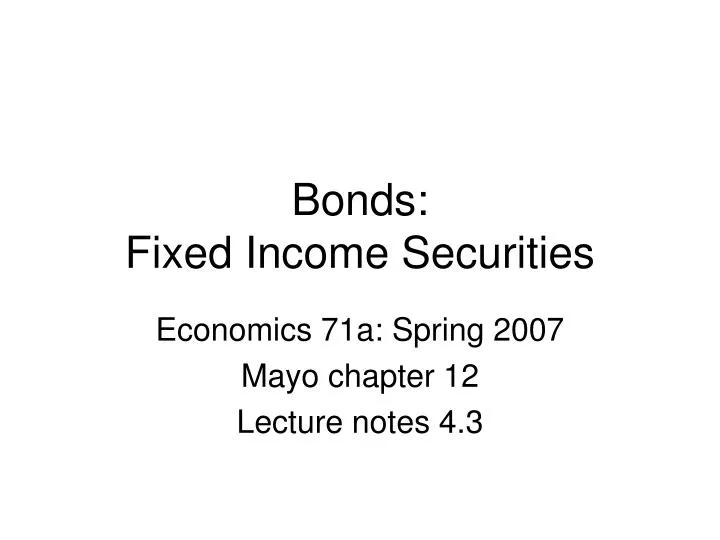 bonds fixed income securities