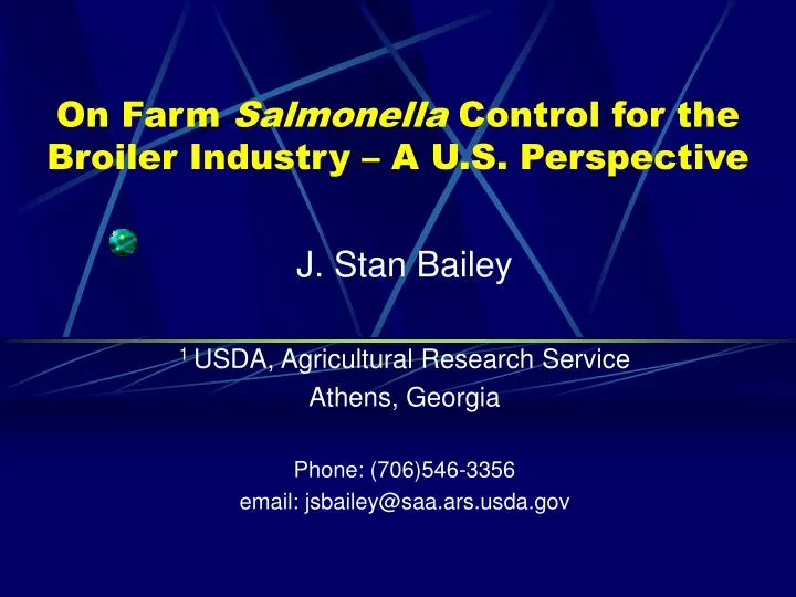 on farm salmonella control for the broiler industry a u s perspective
