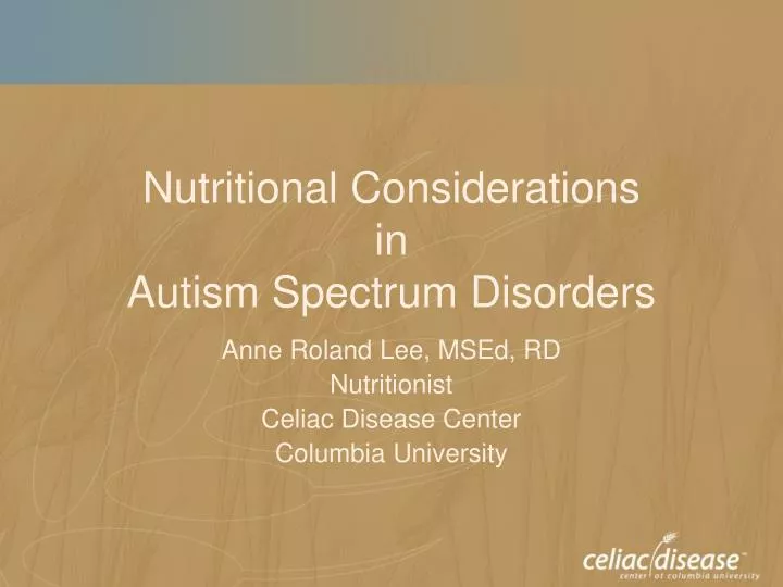 nutritional considerations in autism spectrum disorders