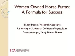 Women Owned Horse Farms: A Formula for Success