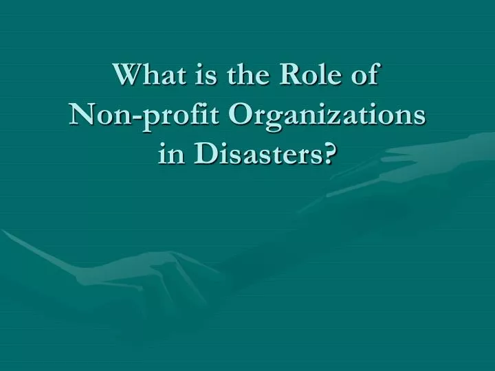 what is the role of non profit organizations in disasters