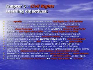 Chapter 5 - Civil Rights Learning objectives: