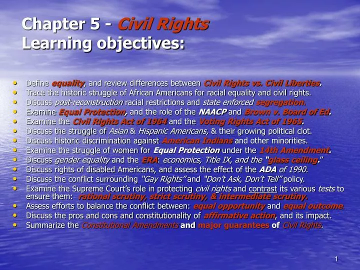 chapter 5 civil rights learning objectives