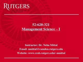 52:620:321 Management Science – I
