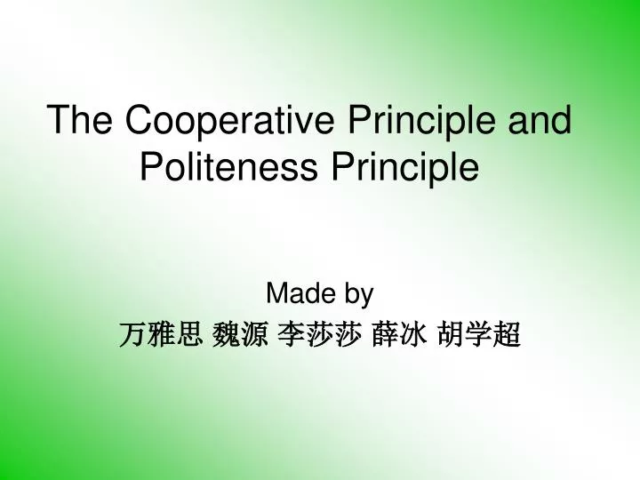 the cooperative principle and politeness principle