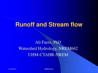 Runoff and Stream flow