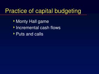 Practice of capital budgeting
