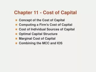 Chapter 11 - Cost of Capital