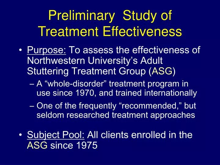 preliminary study of treatment effectiveness