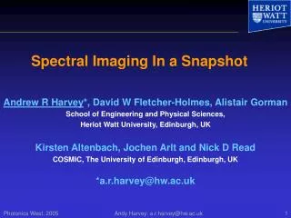 Spectral Imaging In a Snapshot