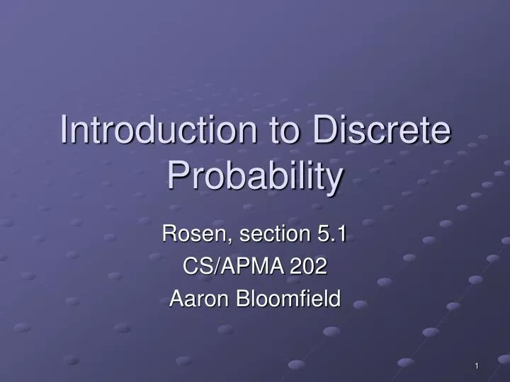 introduction to discrete probability