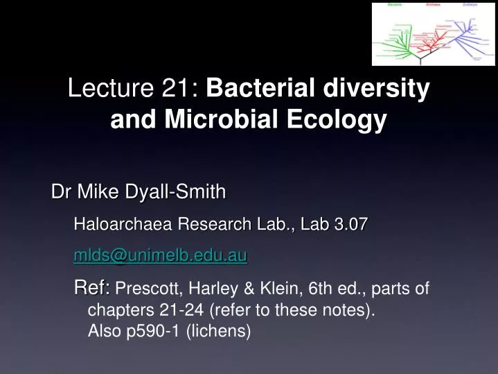 lecture 21 bacterial diversity and microbial ecology