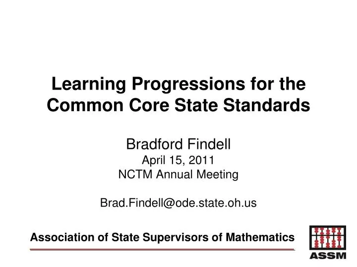 learning progressions for the common core state standards