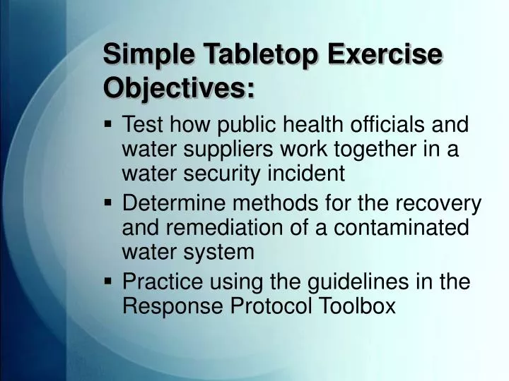 simple tabletop exercise objectives