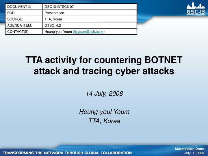 tta activity for countering botnet attack and tracing cyber attacks