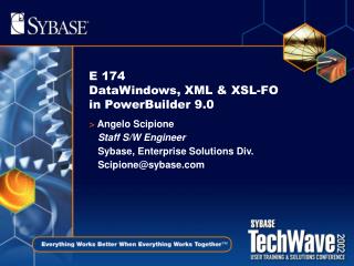 E 174 DataWindows, XML &amp; XSL-FO in PowerBuilder 9.0