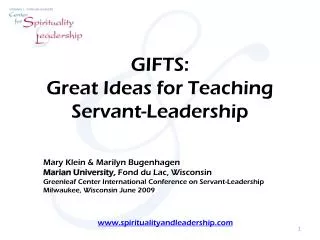 GIFTS: Great Ideas for Teaching Servant-Leadership