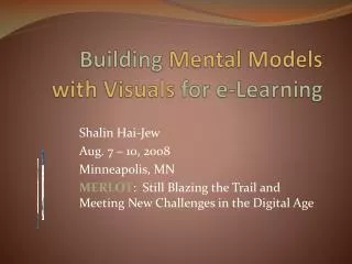 Building Mental Models with Visuals for e-Learning