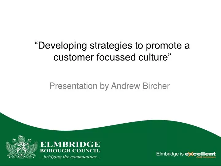 developing strategies to promote a customer focussed culture