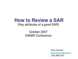 How to Review a SAR