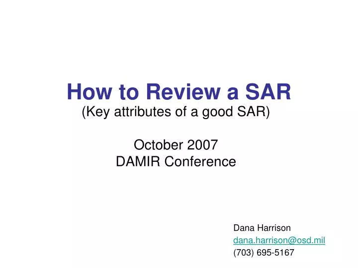 how to review a sar