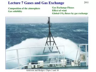 Lecture 7 Gases and Gas Exchange