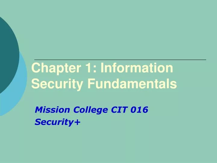 chapter 1 information security fundamentals