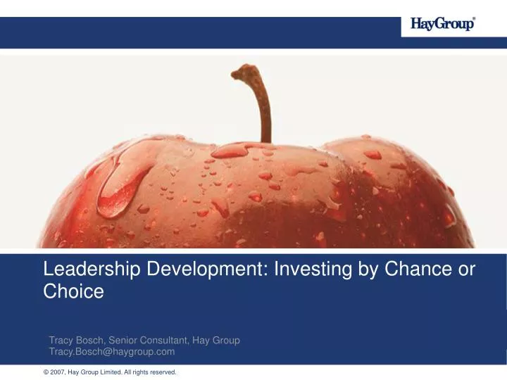 leadership development investing by chance or choice
