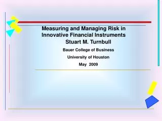 Measuring and Managing Risk in Innovative Financial Instruments