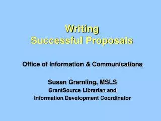 writing successful proposals